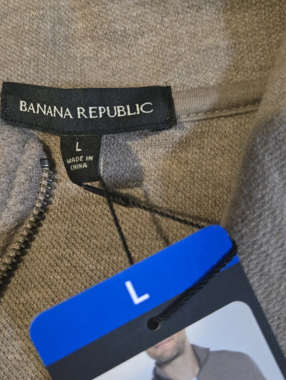 Banana Republic Waffle Quarter Zip Pullover Tan Men’s L NWT